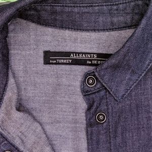 All Saints Short Sleeve Denim Blouse